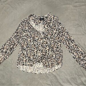 Anthropologie Maeve Leopard Print Blouse - Black and Brown